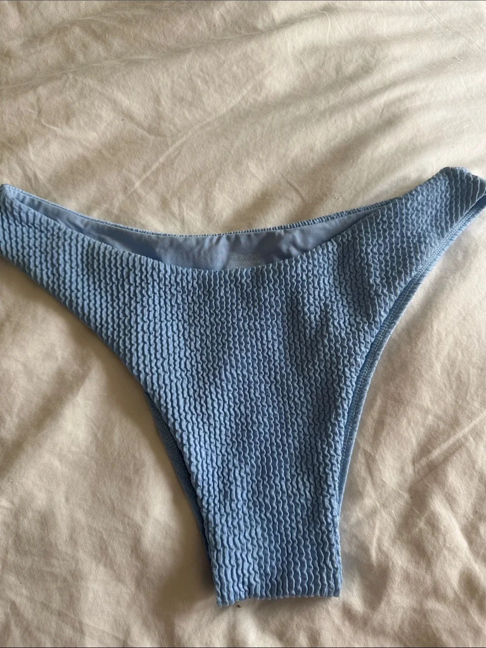 Monday Swimwear Light Blue Textured Byron Bikini Bottom